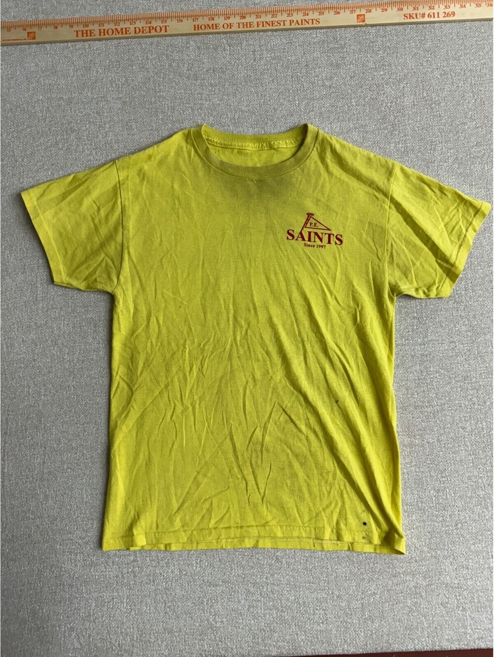 Homeschool P.E. Saints of Florida Yellow Graphic T-Shirt Mens Size Medium M